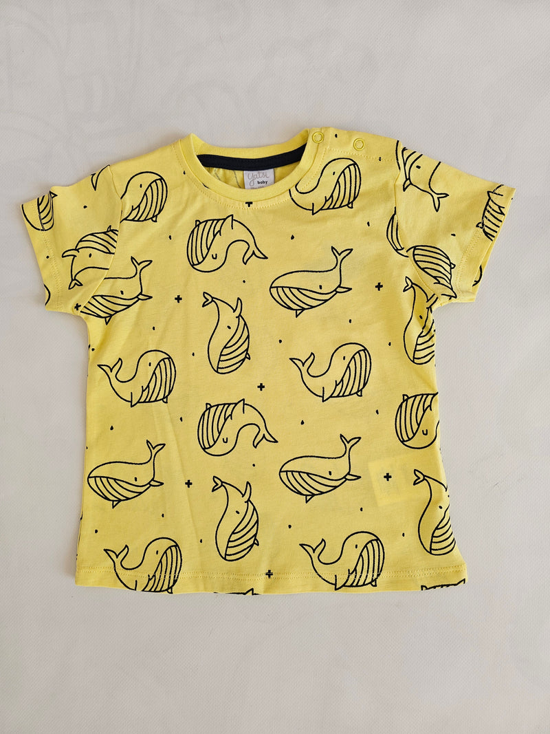 Peto denim + camiseta BALLENAS