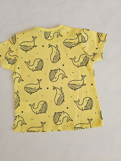 Peto denim + camiseta BALLENAS