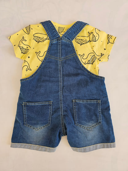 Peto denim + camiseta BALLENAS