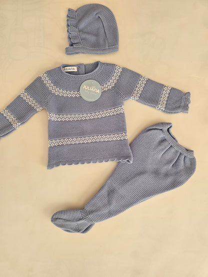 Conjunto tres piezas CIELO/BLANCO