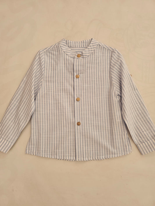 Camisa Mao Rayas Celeste